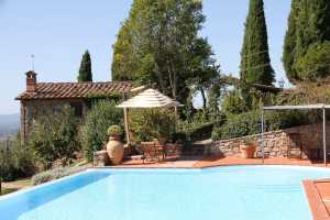 Rent this farmhouse with pool and view in the vineyards in Castellina in the heart of Chianti in the beautiful Tuscany
